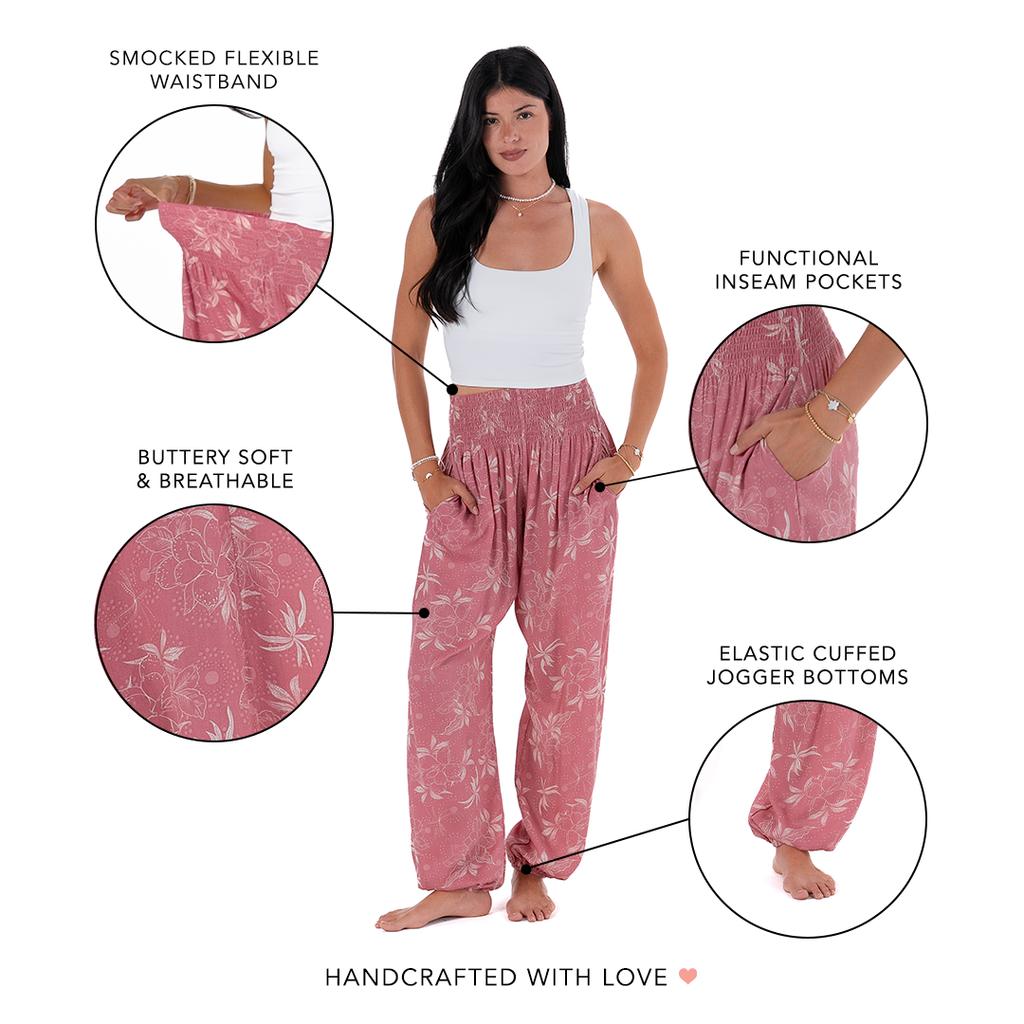 CoralBloom – Buttery-Soft Rayon Harem Pants