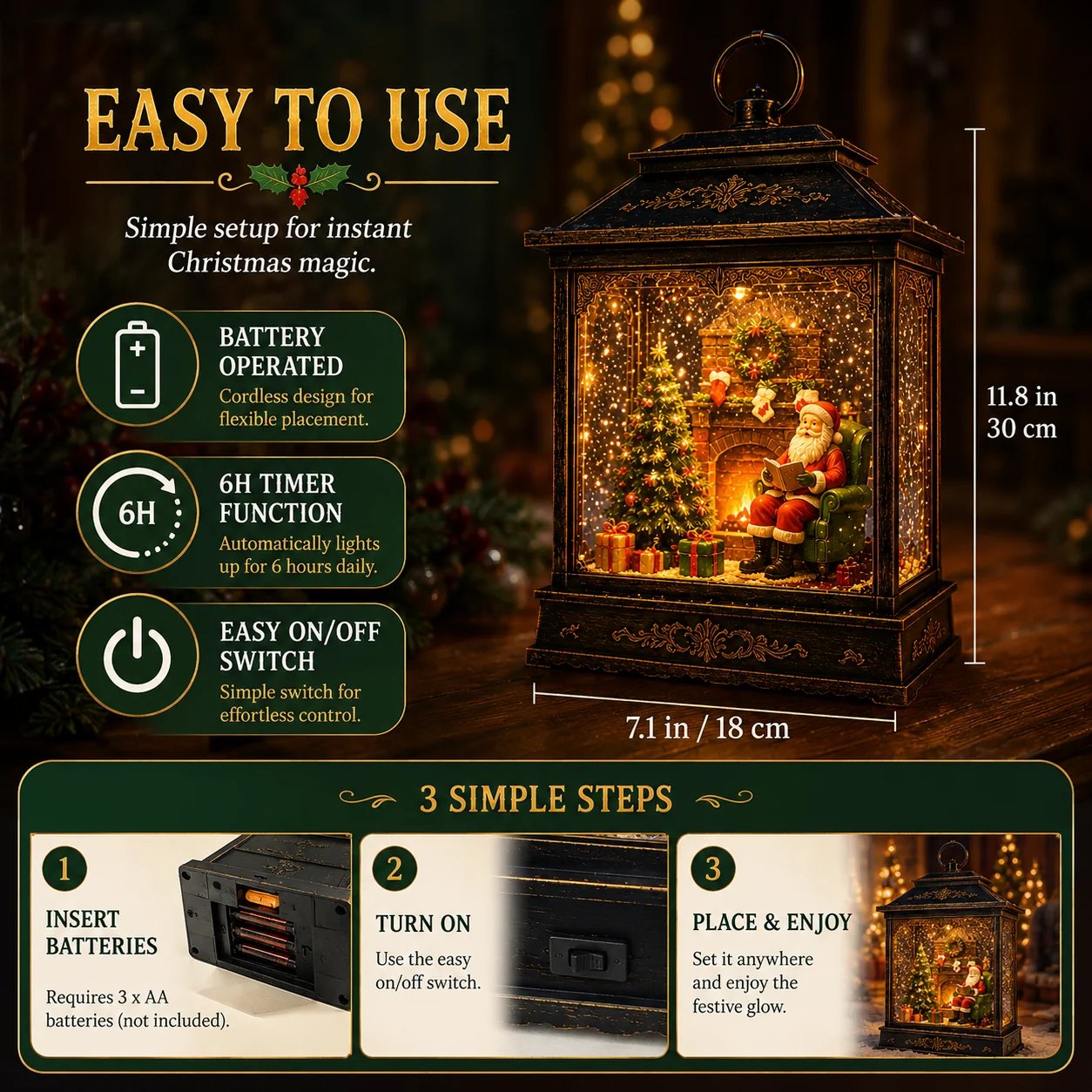 🎅 SantaGlow – Magical Fireplace Lantern 🎄 Bring Christmas Home ✨