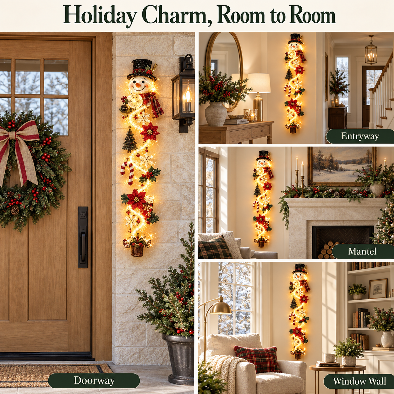 YuleGlow – 🎄 Glowing Christmas Door Hanger with 6 Festive Lighted Designs & Space-Saving Vertical Décor ✨