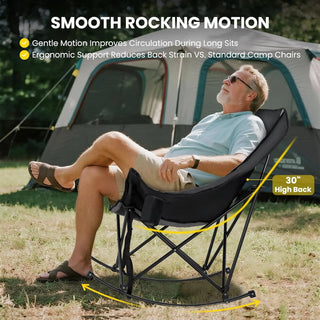 MoonRock – Padded Folding Camping Rocker with Cooler & Cup Pockets