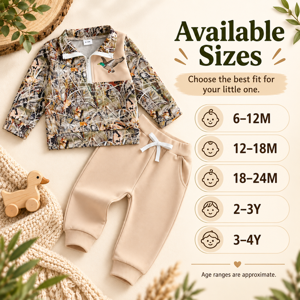 DuckTrail – ✨Toddler Duck Camo Outfit, Easy 2-Piece Style for Little Explorers