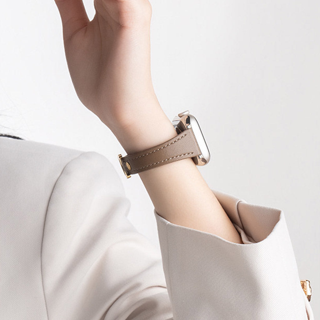 CharmCurve – Slim Genuine Leather Apple Watch Strap with Metal Charm