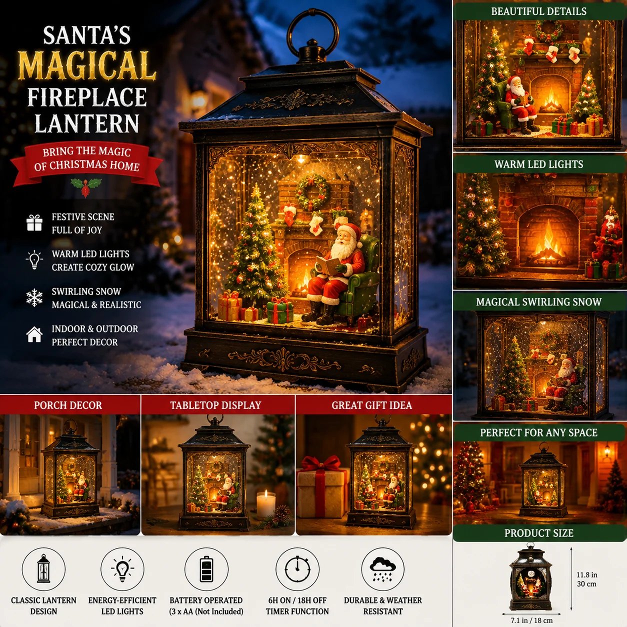 🎅 SantaGlow – Magical Fireplace Lantern 🎄 Bring Christmas Home ✨