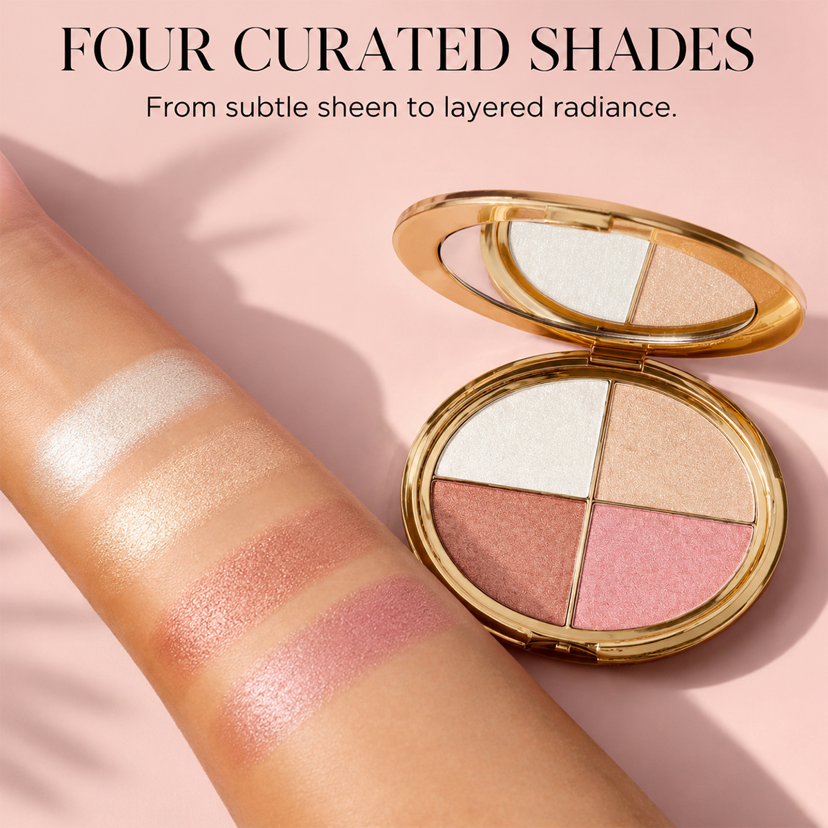 GlowQuad – 4-in-1 Glow Palette for Highlight, Bronze, Blush & Eyes