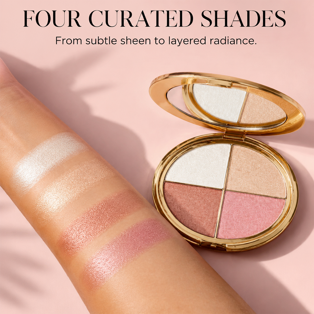 GlowQuad – 4-in-1 Glow Palette for Highlight, Bronze, Blush & Eyes