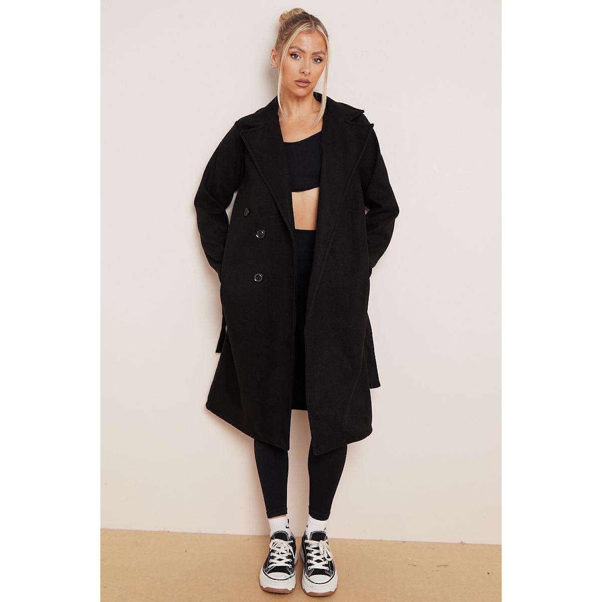 LapelLuxe – Women's Thermal Double-Breasted Notch Lapel Coat with Waist Tie & Pockets