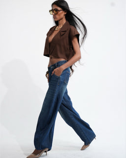 BarrelBloom – High-Rise Barrel Cut Wide-Leg Denim