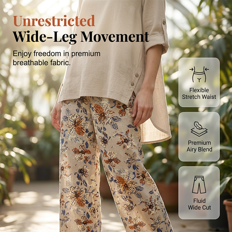 LinenBreeze – Women's Cotton Linen Half-Sleeve Top & Pants Set, Breathable & Lightweight