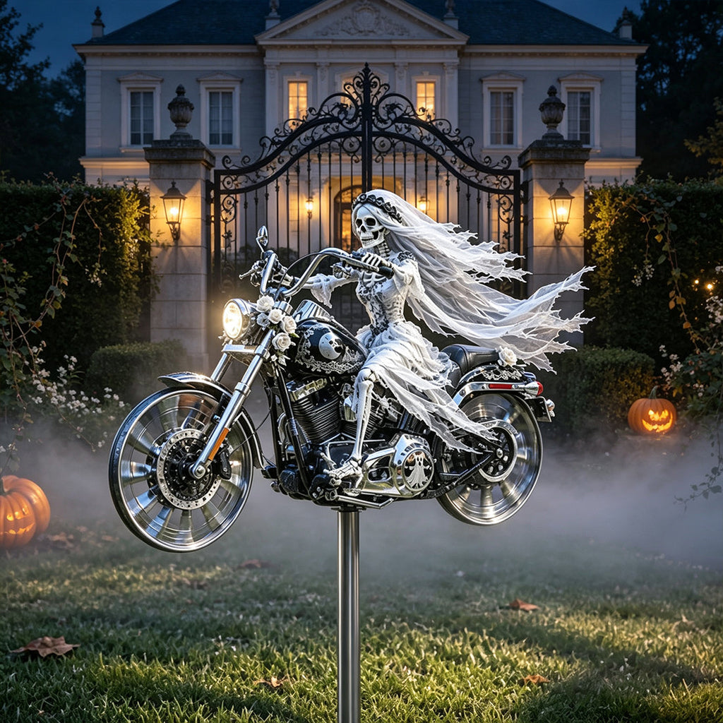 SpookRider – 🔥 Halloween Motorcycle Windmill Yard Stake 🎃🏍️