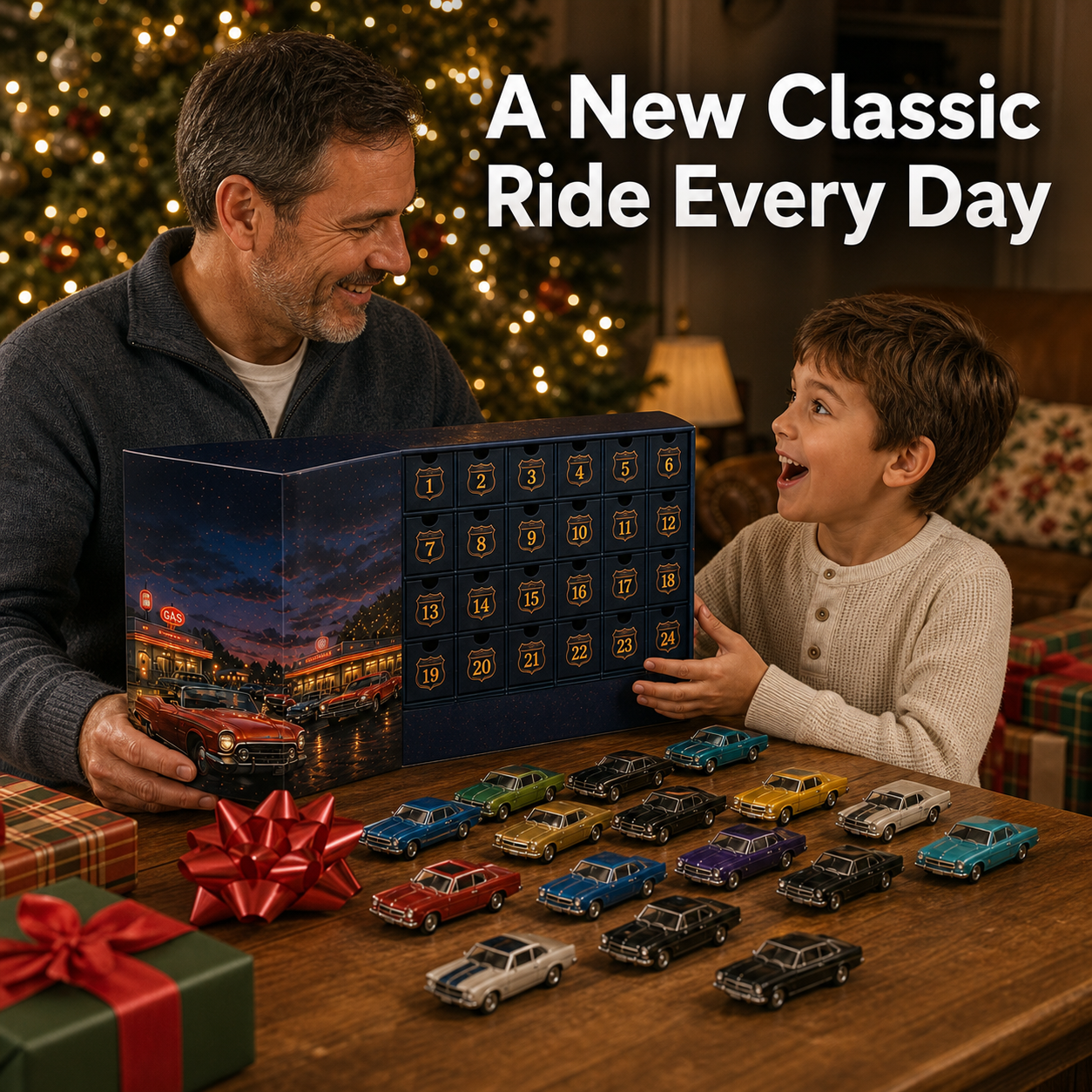 Classic American Cars Advent Calendar miniature lineup