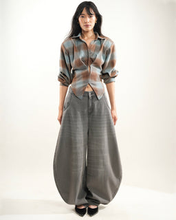 BarrelBloom – High-Rise Barrel Cut Wide-Leg Denim