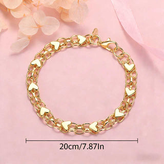 HeartLace – Double Chain Heart Charm Bracelet