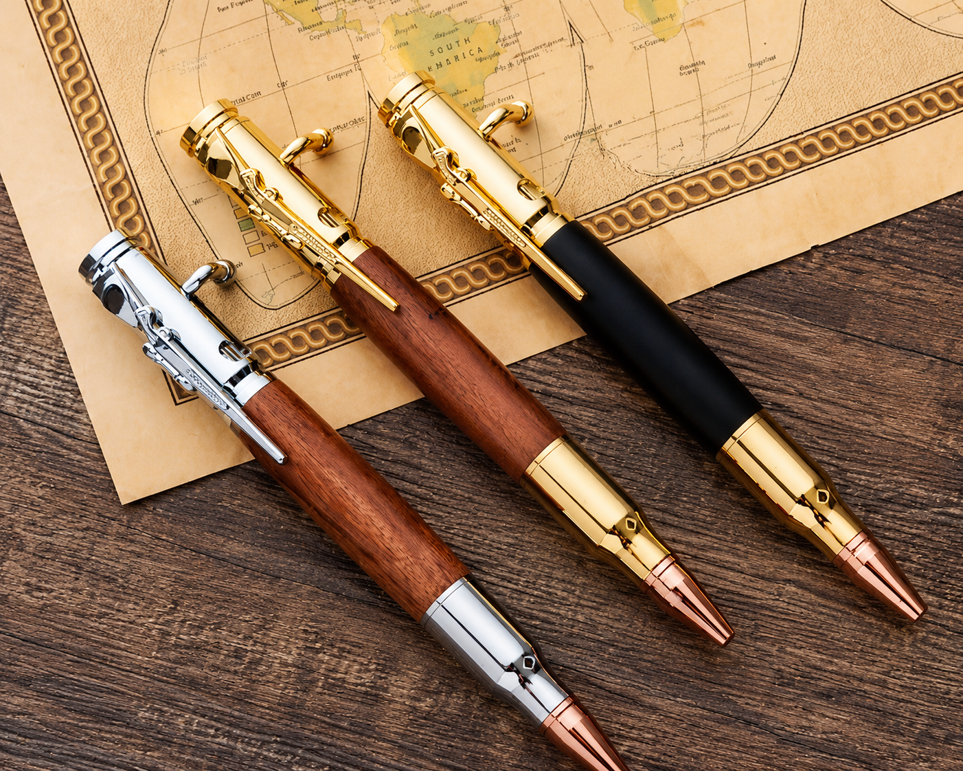 BoltScribe – 🖊Handcrafted by Jake Wilson🖊 Bolt-Action Wooden Bullet Pen Crafted from Real Wood & Bullet Casing