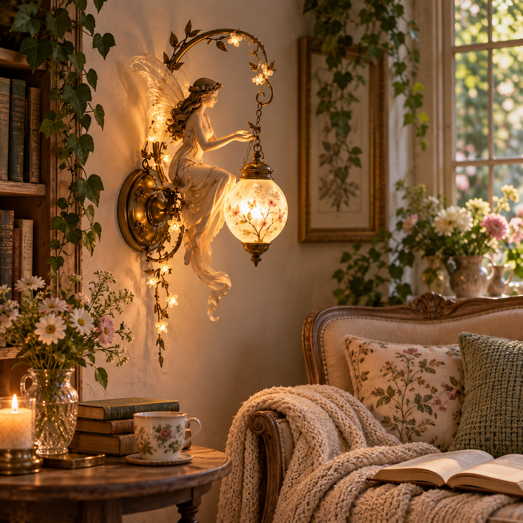BlossomSprite – ⏰🧚✨ Enchanted Fairy Blossom Lantern Wall Light 🌸🏮
