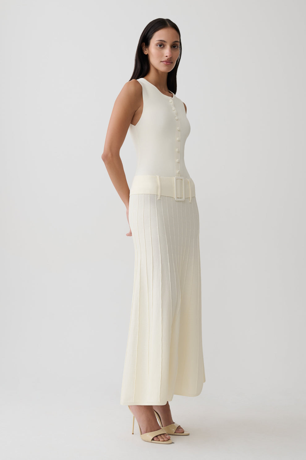 Rebena Pleated Midi Dress - Ivory #4