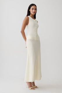 Rebena Pleated Midi Dress - Ivory #4