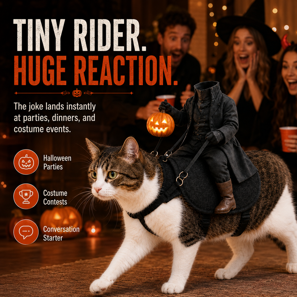 😺HollowRide – Headless Horseman Saddle-Style Pet Costume🎃