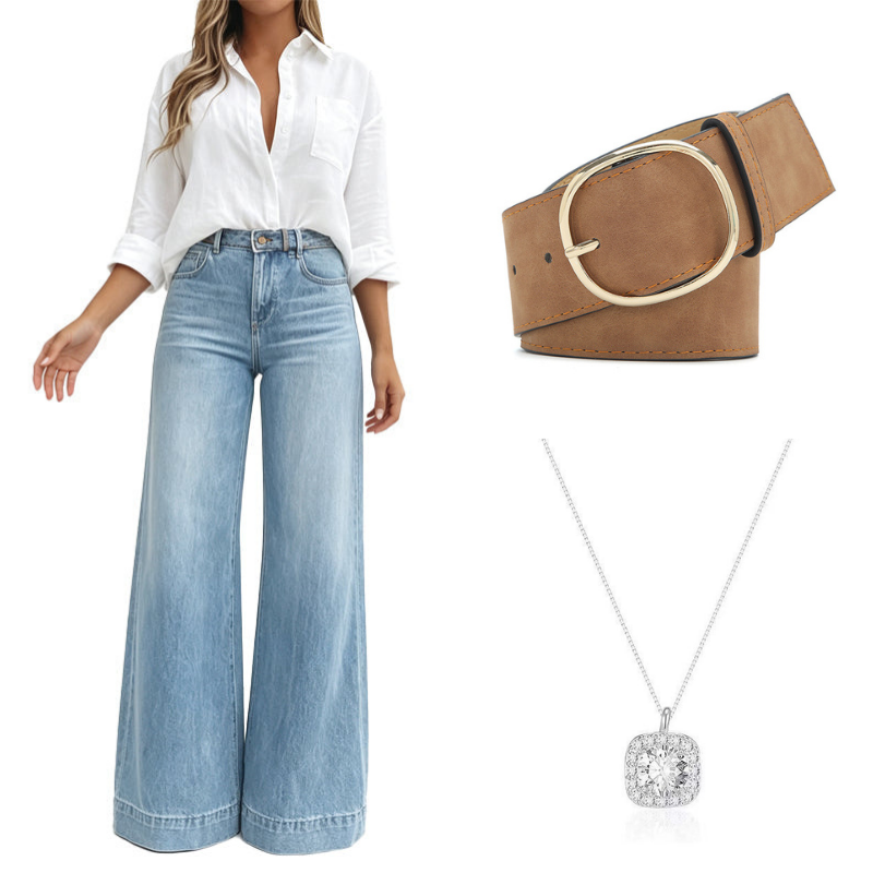 StrideLine – 👖 Women's Vintage High-Waisted Wide-Leg Jeans