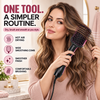 GlideAir – 🔥 2-in-1 Hot Air Brush & Hair Dryer for Fast Drying, Straightening & Everyday Styling