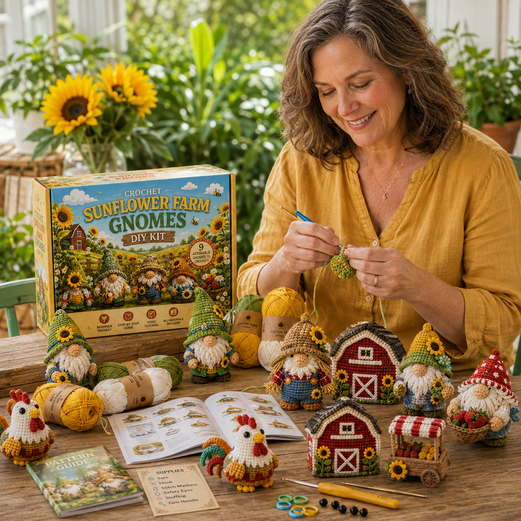 🧶 GnomeWonder – 9-Piece Fantasy Crochet DIY Kit