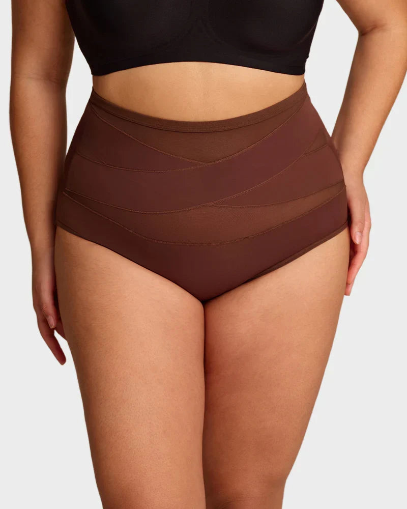 CrossSculpt Briefs – High-Waist Cross Tummy Control Panties, Plus-Size Multi-Pack
