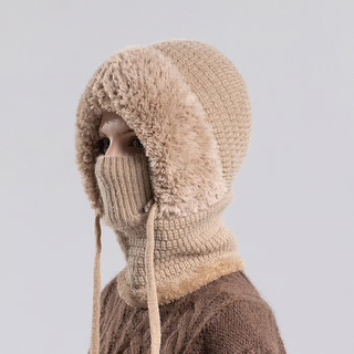 CozyHood – 💥🎁 Plush-Lined Knit Hooded Balaclava with Built-In Scarf