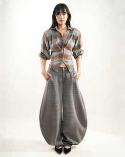 BarrelBloom – High-Rise Barrel Cut Wide-Leg Denim
