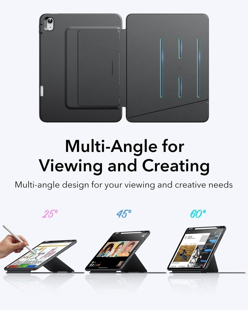 FlipMag – iPad Air 13" (2025) Magnetic Flip Case with Pencil Holder, Black