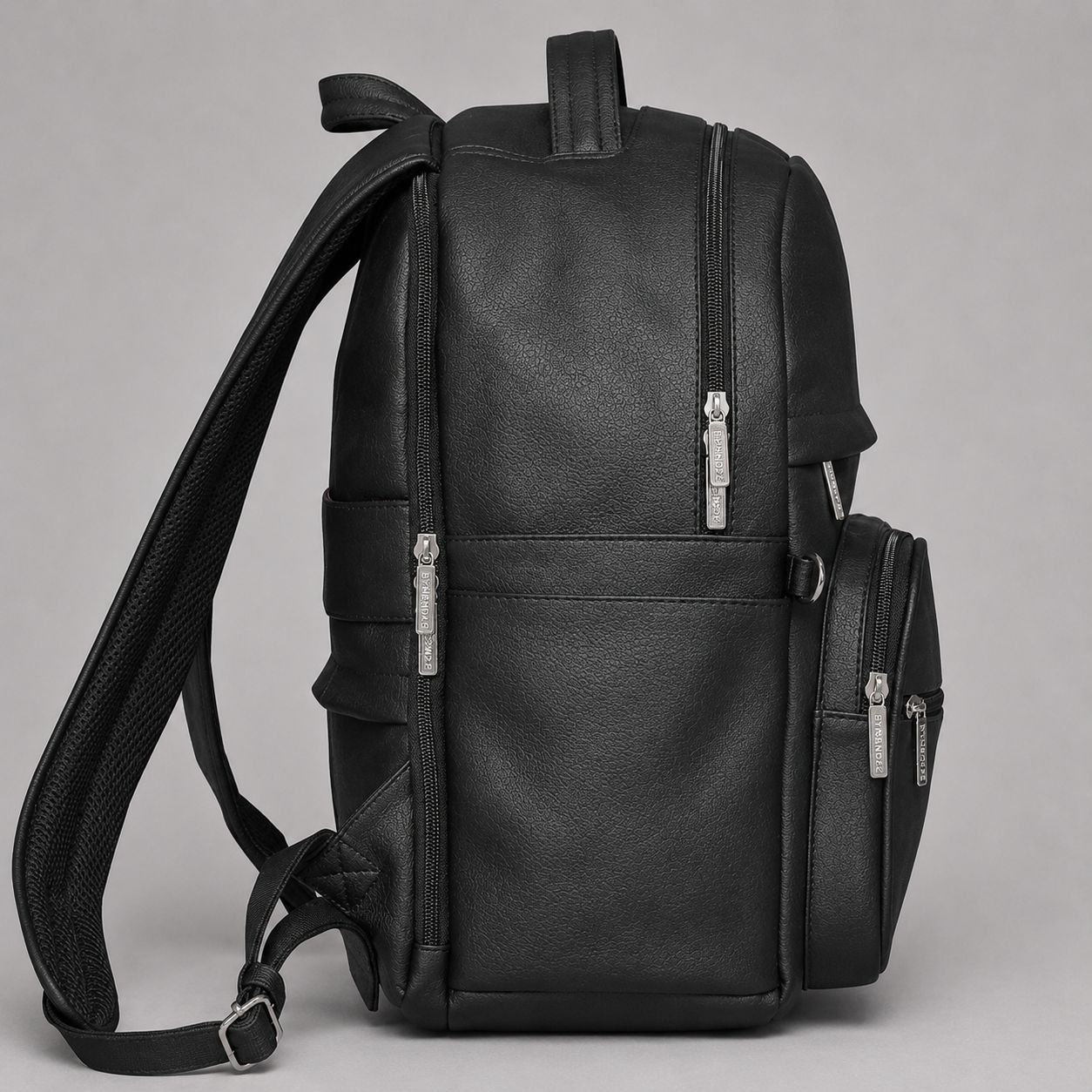 RedCore – Black Vegan Leather Laptop Backpack