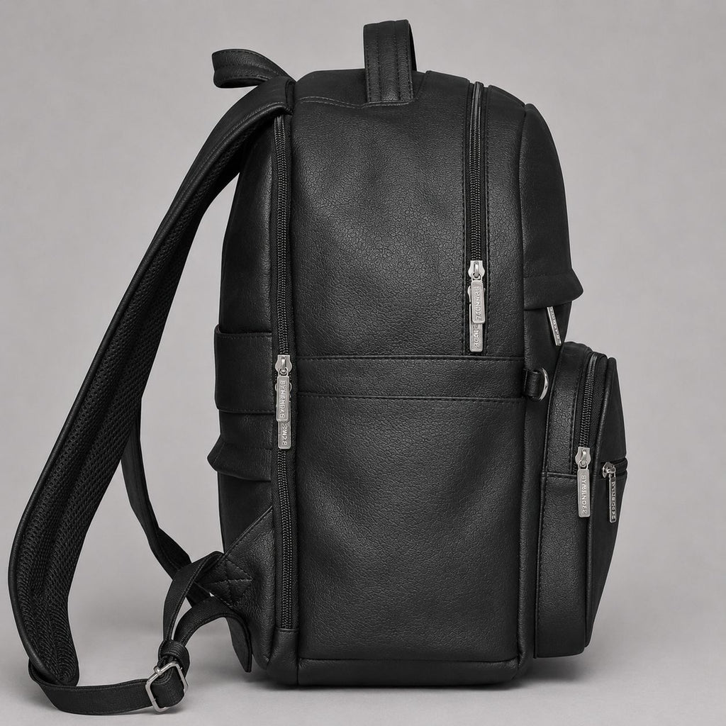 RedCore – Black Vegan Leather Laptop Backpack