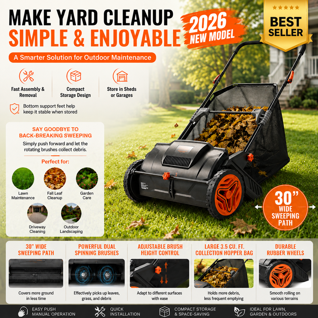 YardSweep – 🔥 Push Lawn Sweeper & Leaf Collector 🌿