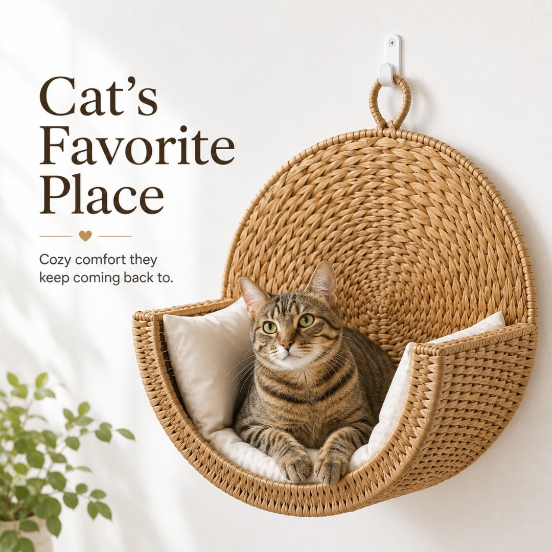 LoftNest – Handwoven Wall-Mounted Cat Bed