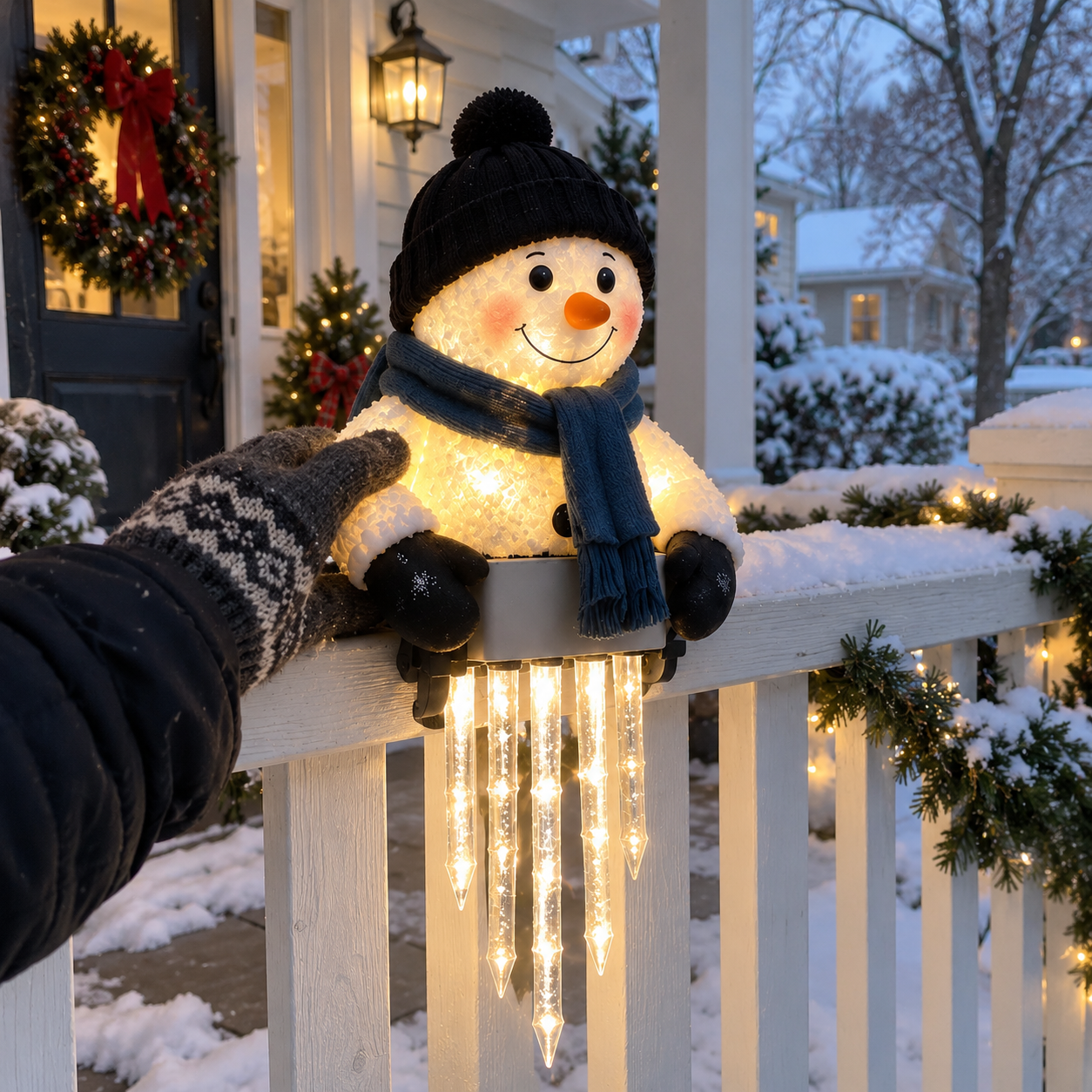 WinterGlow – Christmas Holiday Friends Icicle Railing Lights