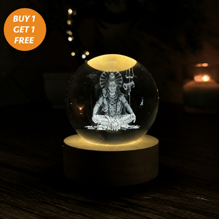 DivineGlow – Laser-Engraved 3D Crystal Deity Night Light with Wooden LED Base
