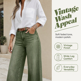 StrideLine – 👖 Women's Vintage High-Waisted Wide-Leg Jeans
