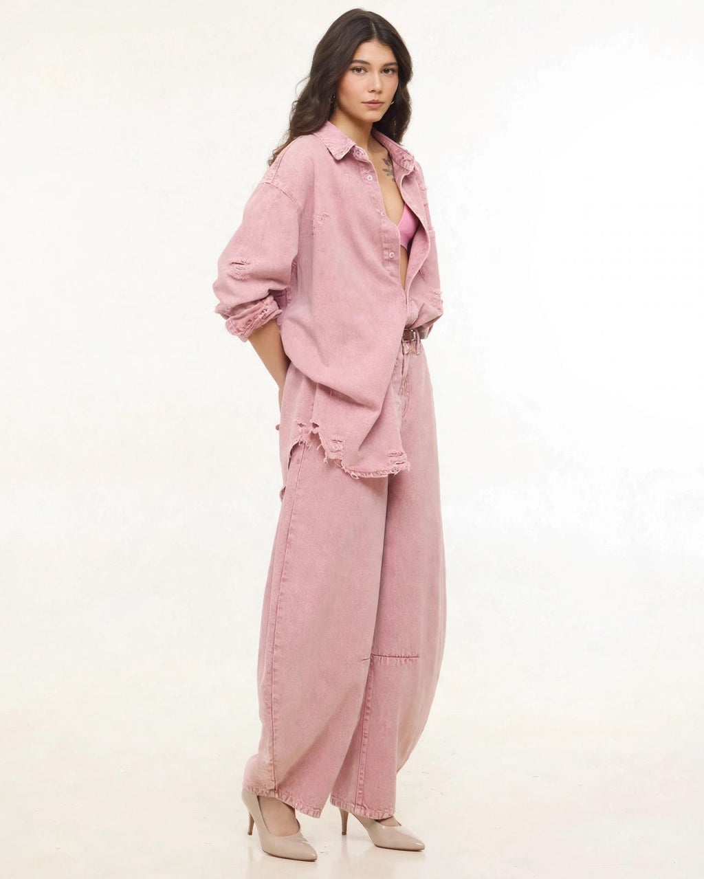 BarrelBloom – High-Rise Barrel Cut Wide-Leg Denim