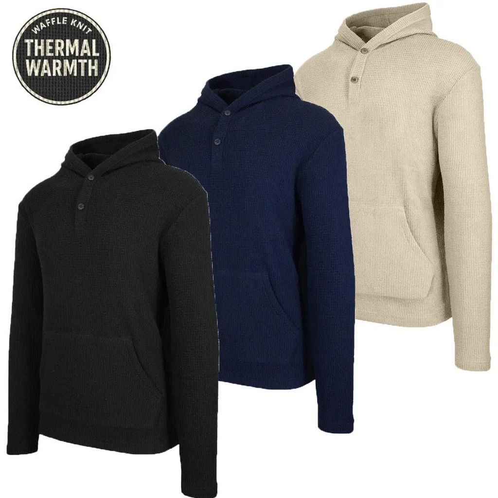 WaffleEase – Men’s Waffle-Knit Pullover Hoodie