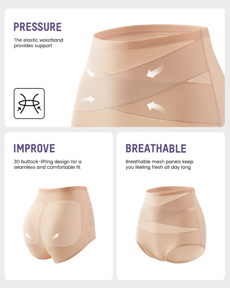CrossSculpt Briefs – High-Waist Cross Tummy Control Panties, Plus-Size Multi-Pack