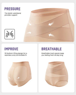 CrossSculpt Briefs – High-Waist Cross Tummy Control Panties, Plus-Size Multi-Pack