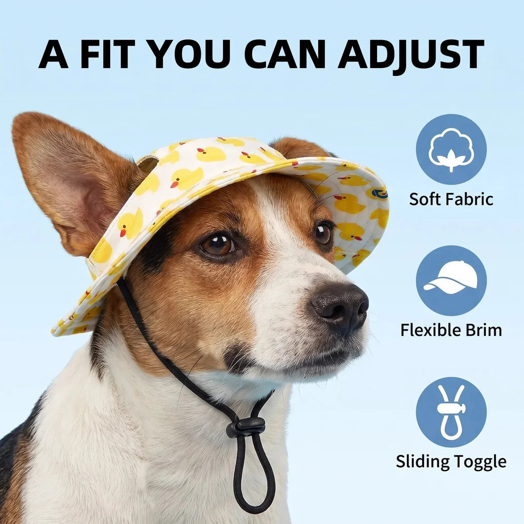 PawShade – Adjustable Wide-Brim Sun Bucket Hat for Dogs & Cats