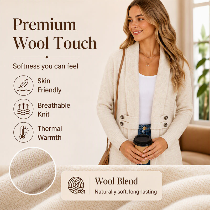 ✨KnitGrace – Women’s Double-Breasted Knit Cardigan 🤍