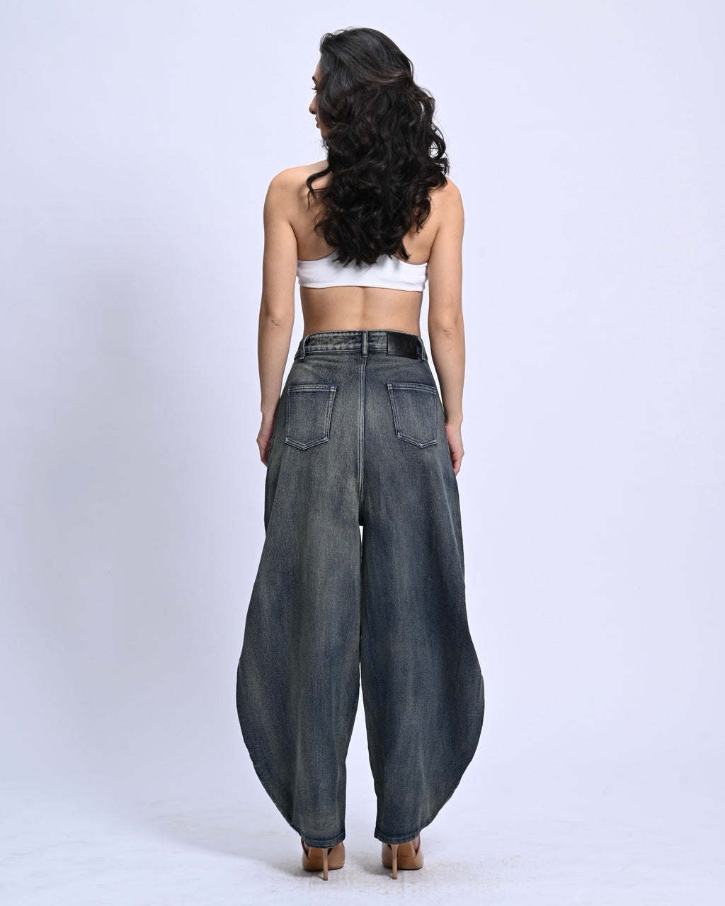 BarrelBloom – High-Rise Barrel Cut Wide-Leg Denim