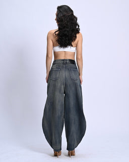 BarrelBloom – High-Rise Barrel Cut Wide-Leg Denim