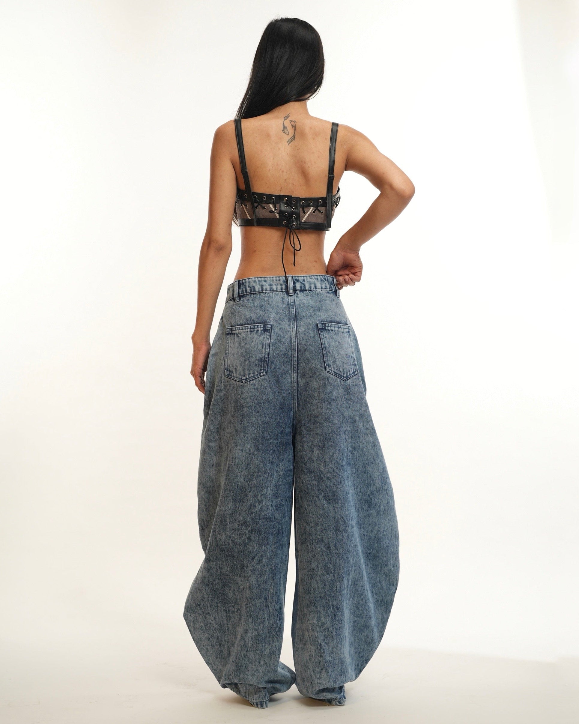 BarrelBloom – High-Rise Barrel Cut Wide-Leg Denim