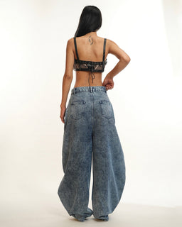 BarrelBloom – High-Rise Barrel Cut Wide-Leg Denim