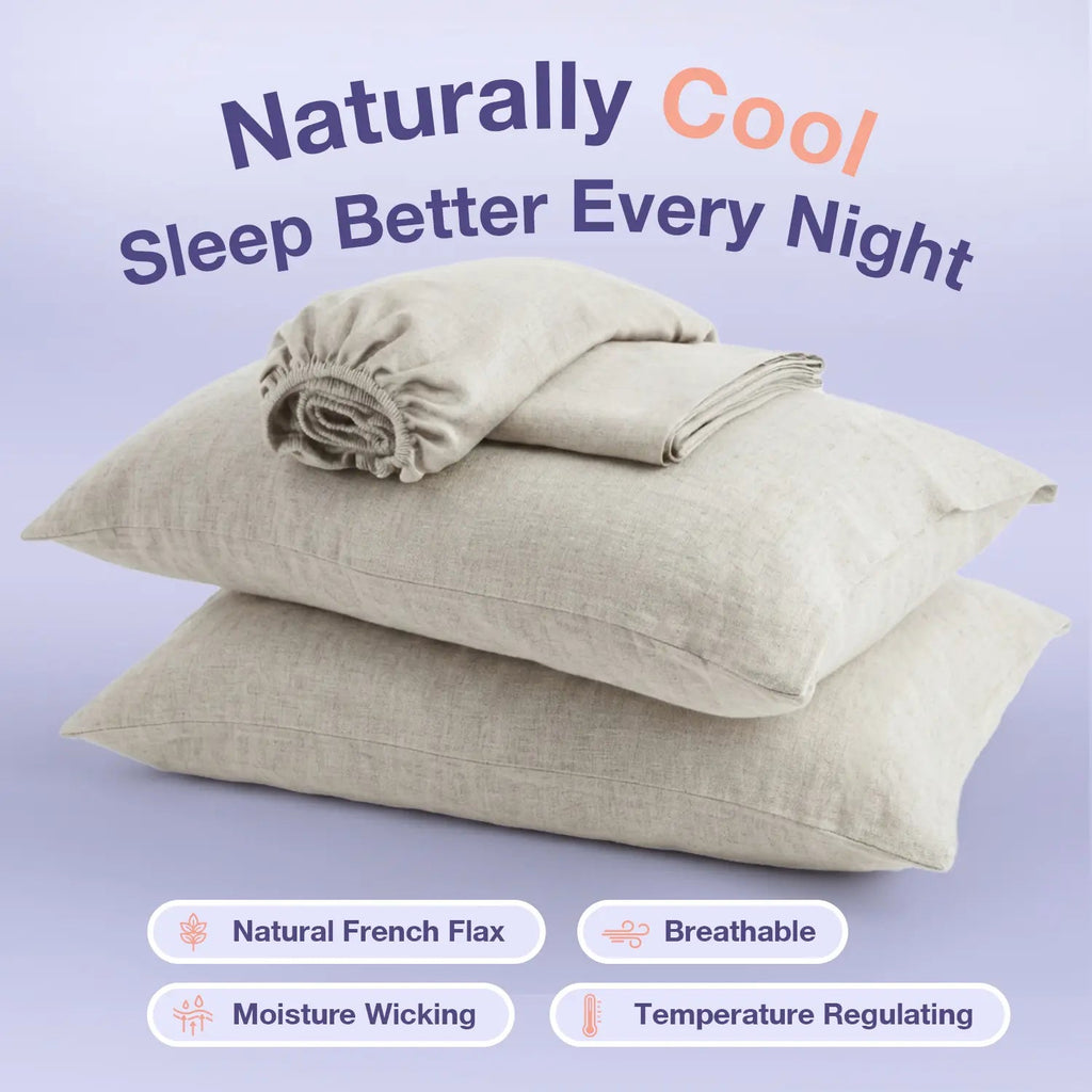 LinenDrift – 100% Linen 4-Piece Bed Sheet Set, Breathable & Moisture-Wicking