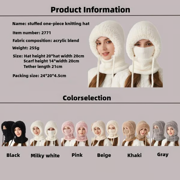 CozyHood – 💥🎁 Plush-Lined Knit Hooded Balaclava with Built-In Scarf