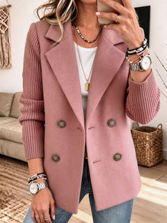CozyLayer – 🤲⏰✨ Knit-Sleeve Blazer: Chic, Warm & Effortless