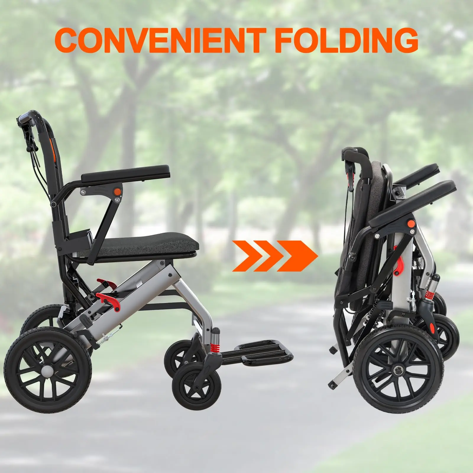 GlideFold – Lightweight Folding Transport Wheelchair for Seniors