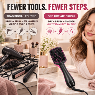 GlideAir – 🔥 2-in-1 Hot Air Brush & Hair Dryer for Fast Drying, Straightening & Everyday Styling